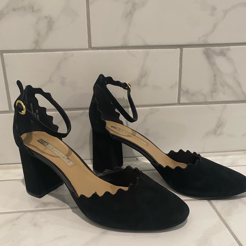 Audrey Brooke Black Suede Heels